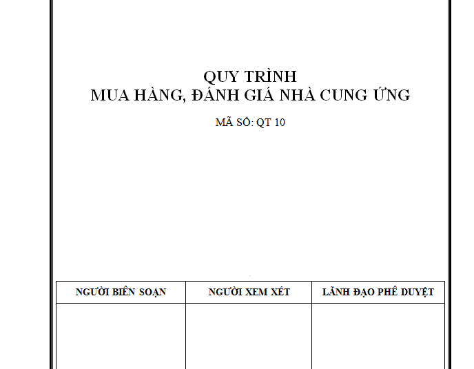 Quy trình mua hàng, đánh giá NCC